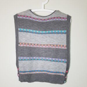 Vintage Striped Sweater Vest Gray Size Medium